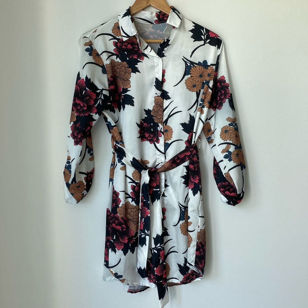 Silk top with tie waist